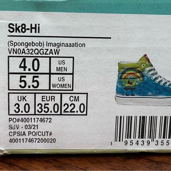 Vans SpongeBob Imaginaaation Sk8-Hi sneakers Limited Edition Unisex NEW - Picture 9 of 9